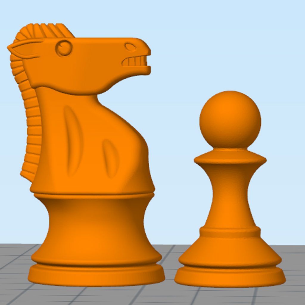 Simplify3D - chess 3D knight and pawn