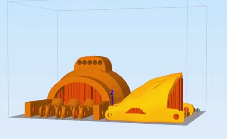 Simplify3D - cyborg hand in piece in software