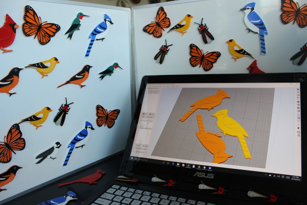 Simplify3D - 3D printed bird and butterfly magnets