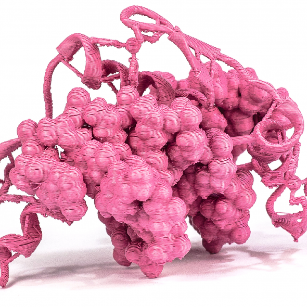 Simplify3D - pink 3D printed molecular structure