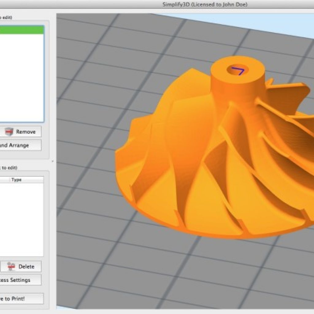 Simplify3D - Compressor wheel in software