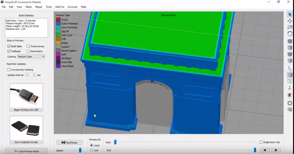 Simplify3D - dense support structures in arch